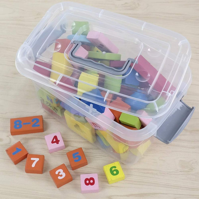 Qskely 6-Pack Clear Plastic Latch Storage Box with Lid, 5 L Clear Storage Latch Bin, F - Image 4